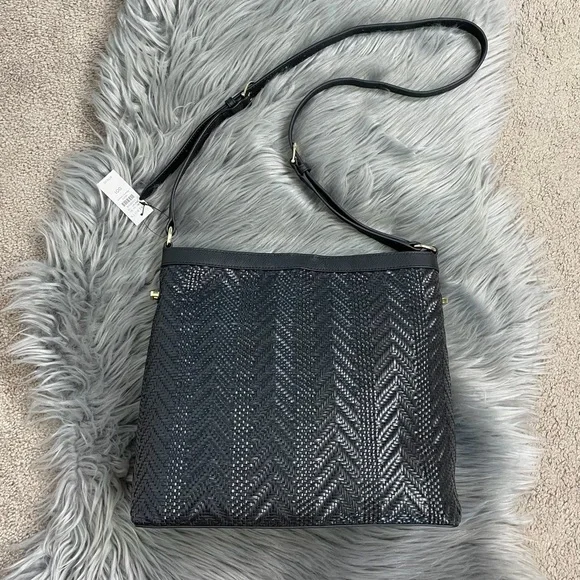 New Talbots Woven Convertible Shoulder Crossbody Bag in Black - Picture 1 of 9